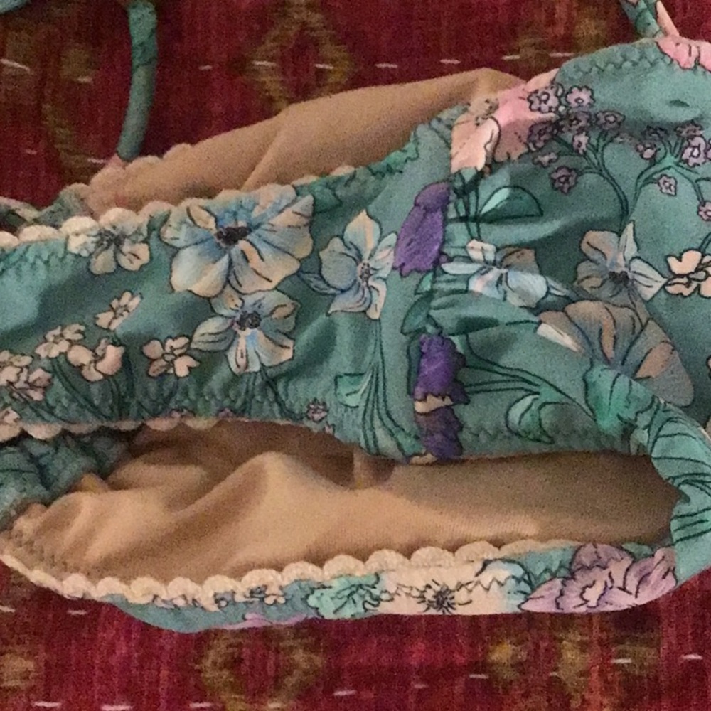 EUC SPELL Flower Child Floral Bikini Top Bandeau W TIES  Sz small - Picture 7 of 11